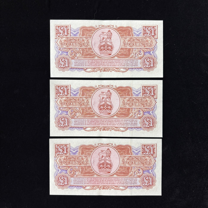 Vintage Banknote 1956 Set Suez Crisis British Armed Forces £1 Consecutive E/1 UNC