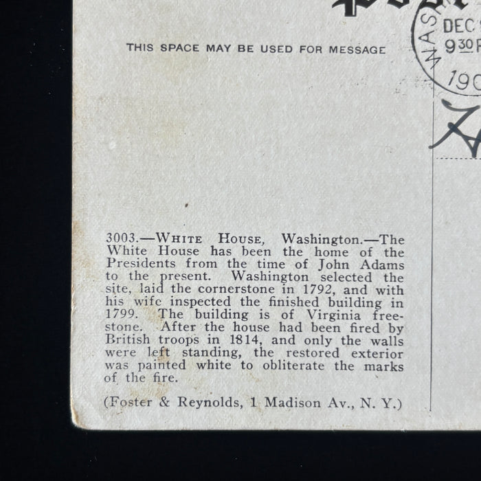 Antique 1909 Postcard White House Fountain Souvenir Posted East Otto Catt Co NY