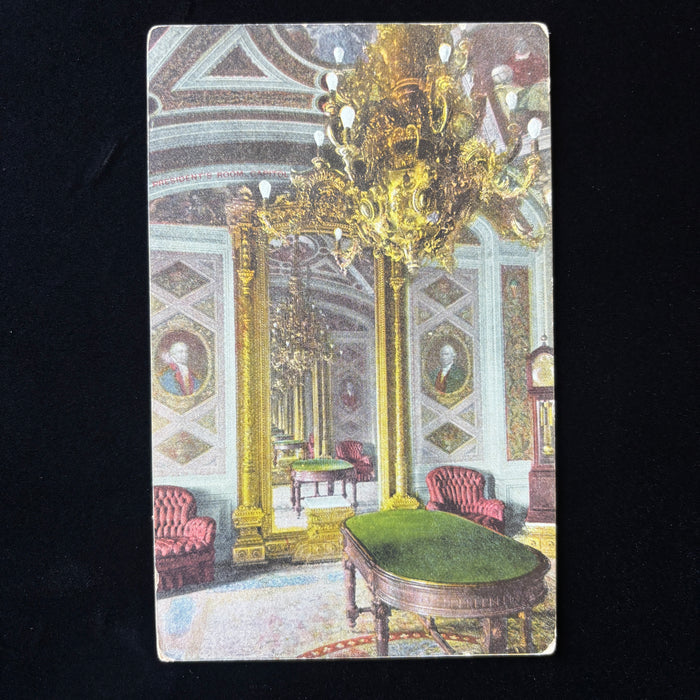 Antique Postcard 1909 Slick Time Portland Maine Capitol Opulent Presidents Room