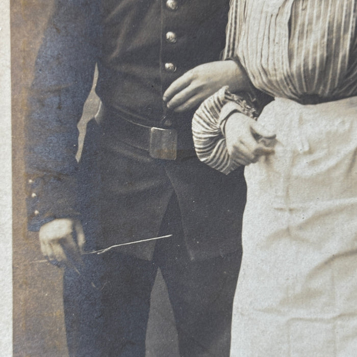 Antique Postcard 1900s RPPC Love Triangle Military Police French Humor Romance