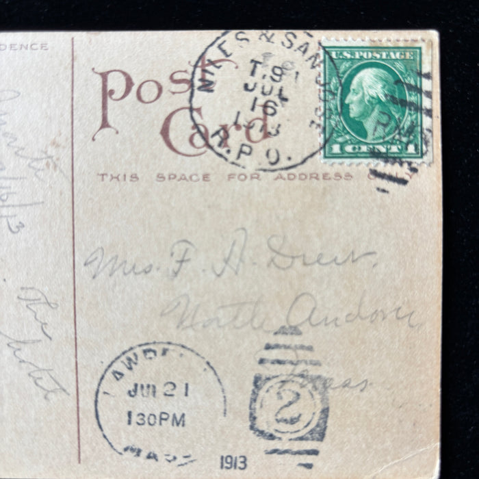 Antique Postcard 1913 Hotel Del Monte Rare RPO Train Postage