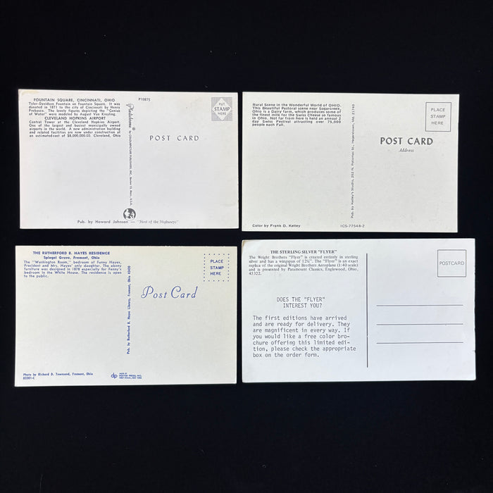 Vintage Postcard Lot Aviation Wright Flyer Hayes President Ohio History Set of 4