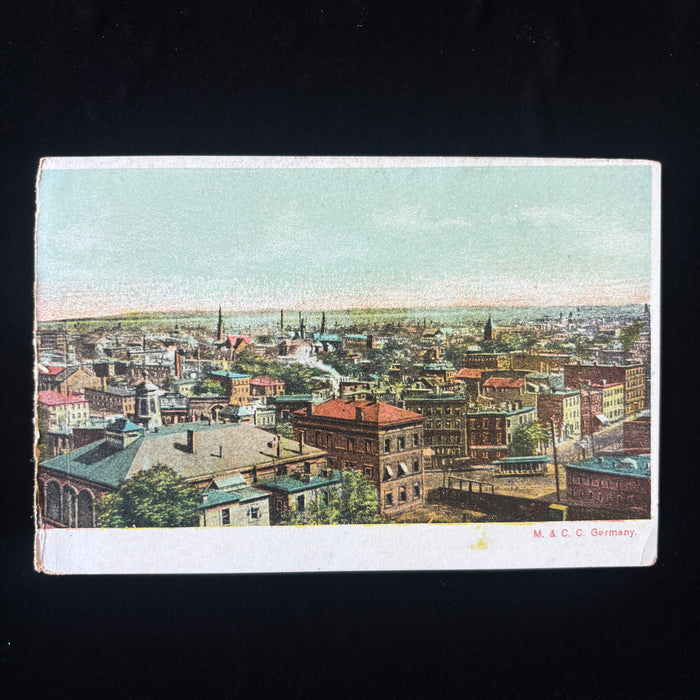 Antique Postcard 1900s Streetcar Trolley Newark New Jersey Panoramic Aerial View