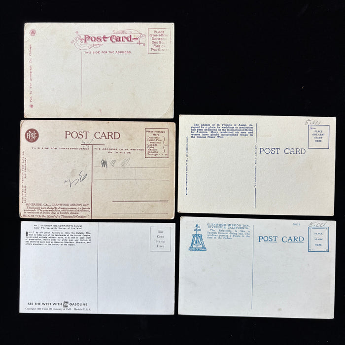 Vintage Postcard Lot Riverside Glenwood Mission Inn Cataldo Mission California