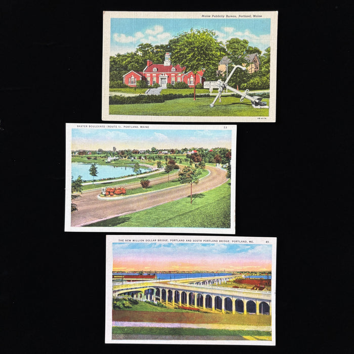 Vintage Postcard Lot Main Auto Tourism Bridge Maritime Anchor Baxter Blvd Rte 1