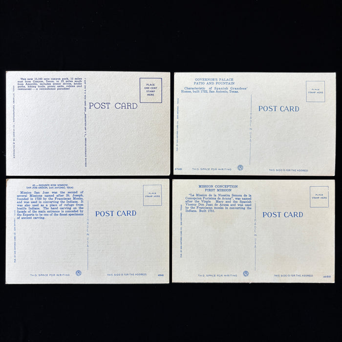 Vintage Postcard Lot Texas Blue Car Palo Duro State Park Mission San Antonio Set