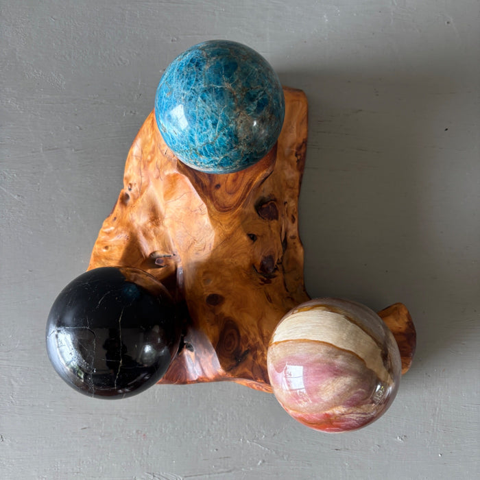 Wood Display Stand Crystal Sphere Rustic Holder