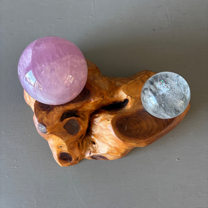 Wood Display Stand Crystal Sphere Rustic Holder