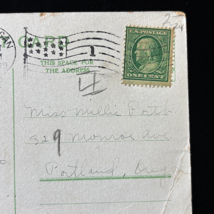 Antique Postcard 1909 Homecoming Sheboygan Wisconsin Horseshoe Bend Flag Cancel