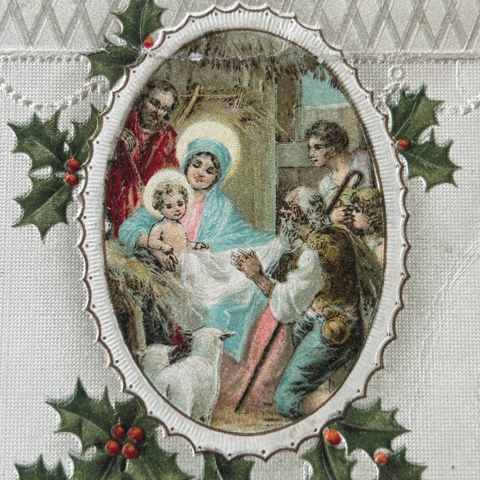 Antique Postcard 1913 Tailor Larsen Nativity Christmas Denmark Wisconsin Danish
