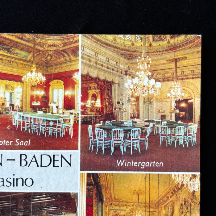 Vintage Postcard Baden Baden Casino Germany Multi View Opulent Gold Interior Bar