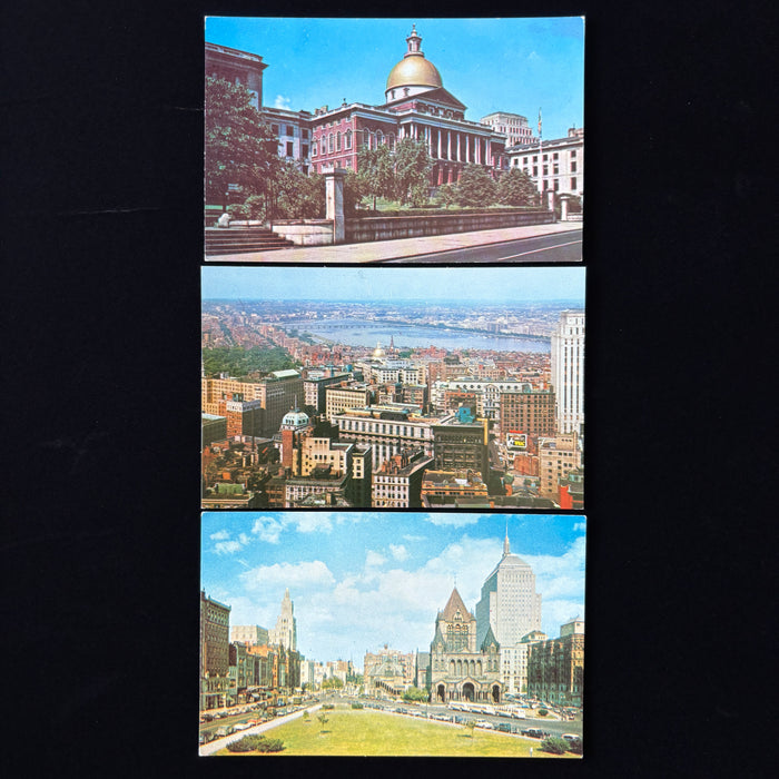 Vintage Postcard Lot Boston Autos Gold Dome State Capitol Aerial Massachusetts