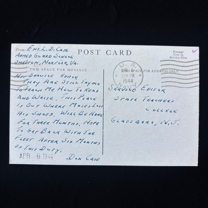 Vintage Postcard 1944 WWII Sarcastic Eagle Crushes Plane US Navy Guard School