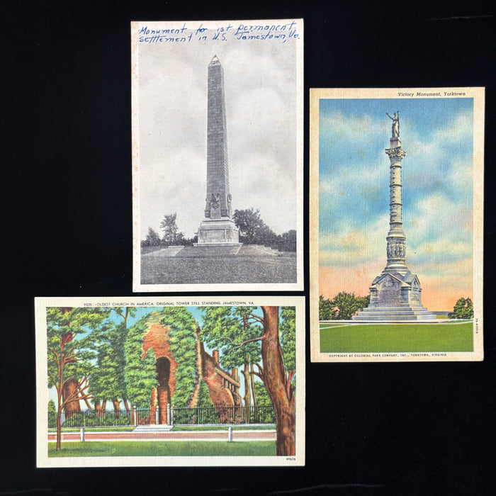 Vintage Postcard Lot Jamestown Yorktown Monument Church Tower Ruins Virginia