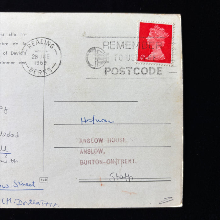 Vintage Postcard 1969 British Drill Hall Galleria Accademia Florence David Italy