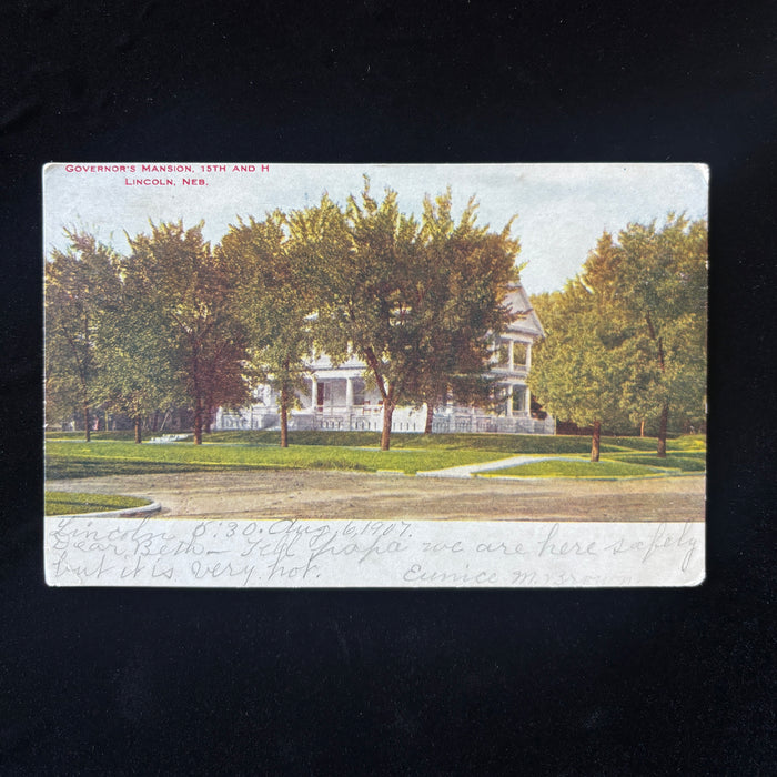 Antique Postcard 1907 Demolished Governor Mansion Lincoln Nebraska 15th H Street