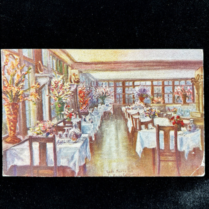 Vintage Poscard 1937 Fresh Flower Dining Santa Maria Inn California