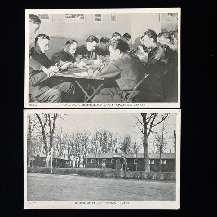 Vintage Postcard Lot WWII Army Camp Reception Center Headquarters Punching Cards