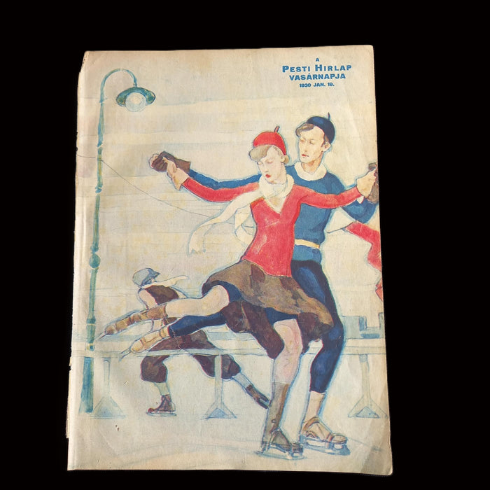 Vintage Ephemera 1930 Ice Skating Art Deco Hungarian Castle Nem Soha! Picture
