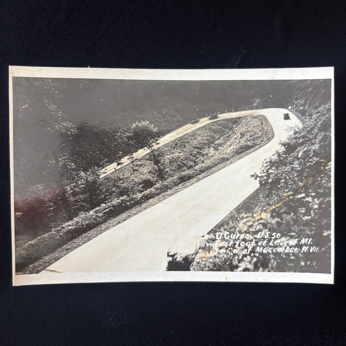 Vintage Postcard RPPC Hairpin U-Curve US Rte 50 Laurel Mountain Macomber WV