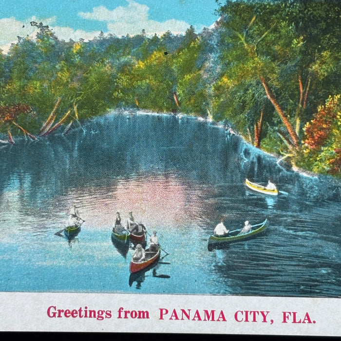 Vintage Postcard Lot Fishing Boy Boaters Canoe Classic Cars Panama City Florida