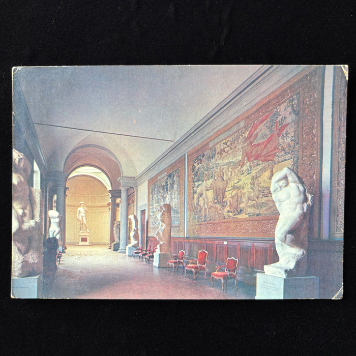 Vintage Postcard 1969 British Drill Hall Galleria Accademia Florence David Italy