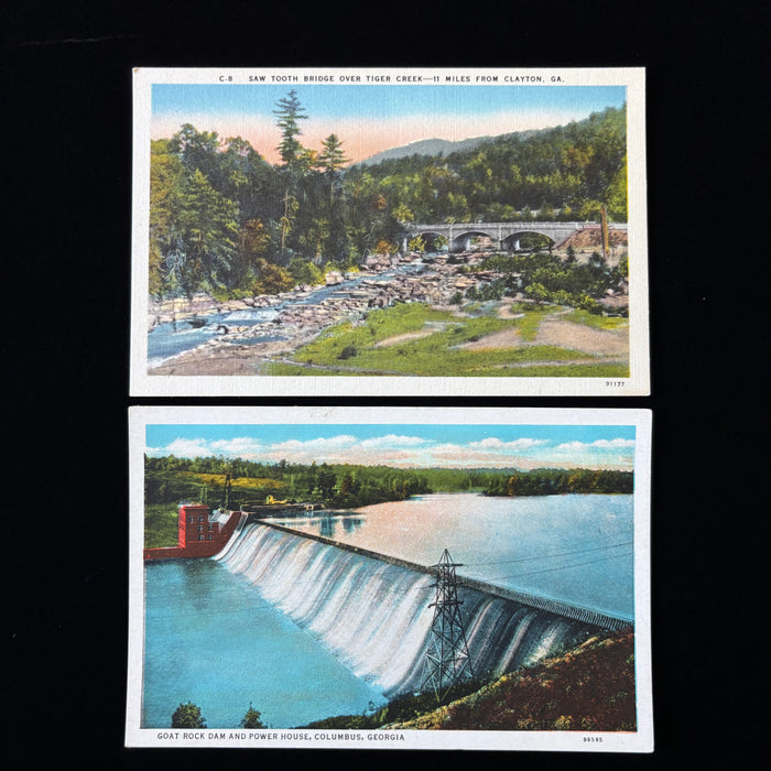 Vintage Postcard Lot GA Travel Goat Rock Dam Columbus Saw Tooth Bridge Clayton