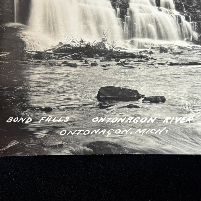 Vintage Postcard 1950s RPPC Bond Falls Ontonagon River Michigan Waterfall Travel