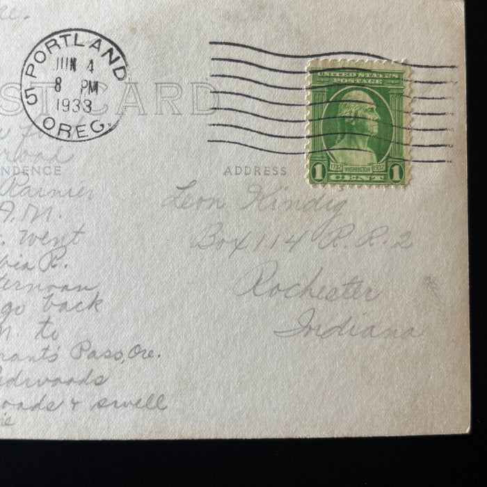 Vintage Postcard 1933 RPPC Vista House Crown Point Columbia River Hwy Oregon Car