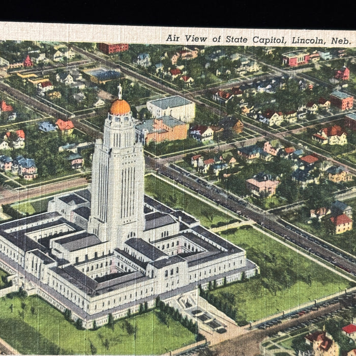 Vintage Postcard Lot Aerial Night State Capitol Lincoln Nebraska Mid-Century