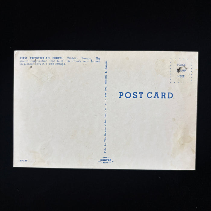 Vintage Postcard Wichita Wealth 1950s Kansas First Presbyterian Church Architecture Car