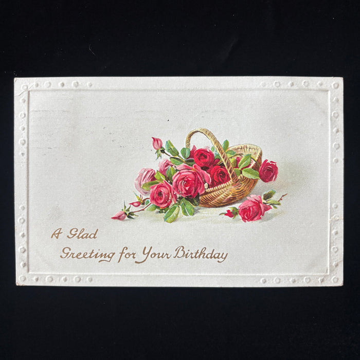 Antique Postcard 1915 Birthday Greeting Embossed Roses Lynchburg Ballsville VA