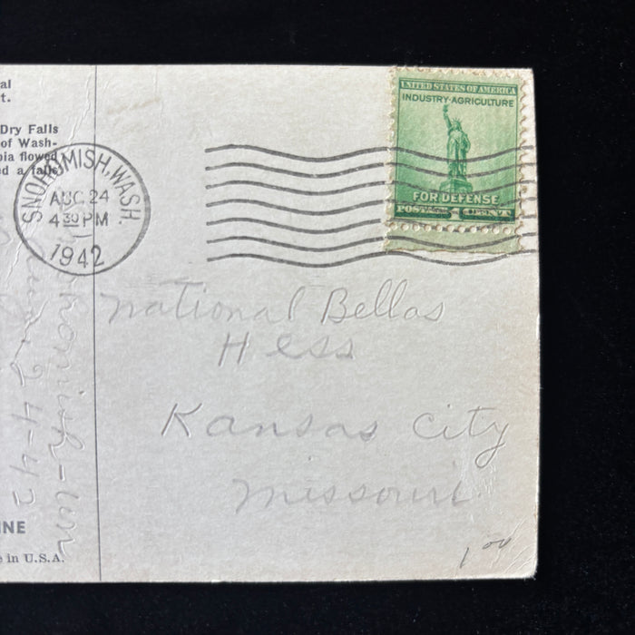 Vintage Postcard 1942 National Bellas Hess Union Oil 76 Mini Card Dry Falls WA