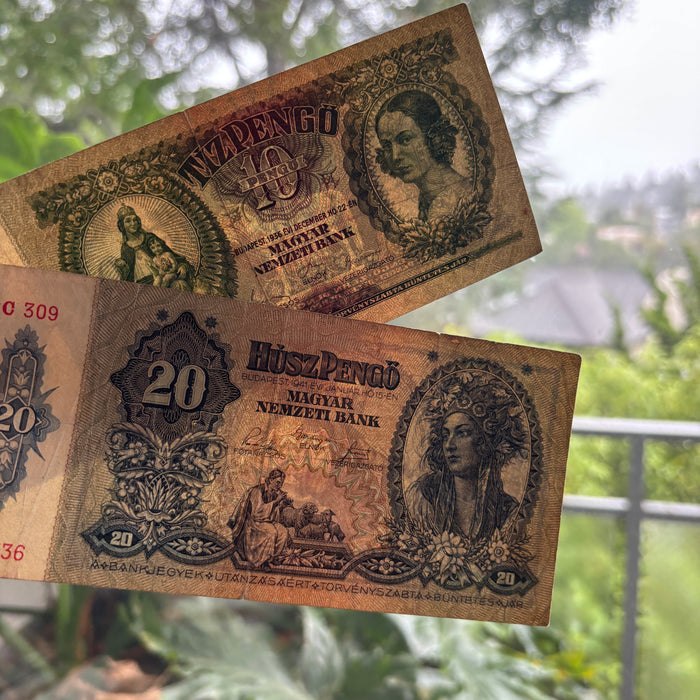 Vintage Banknote Set Hungary 10 20 Pengő Madonna Traditional Costume WWII Lot
