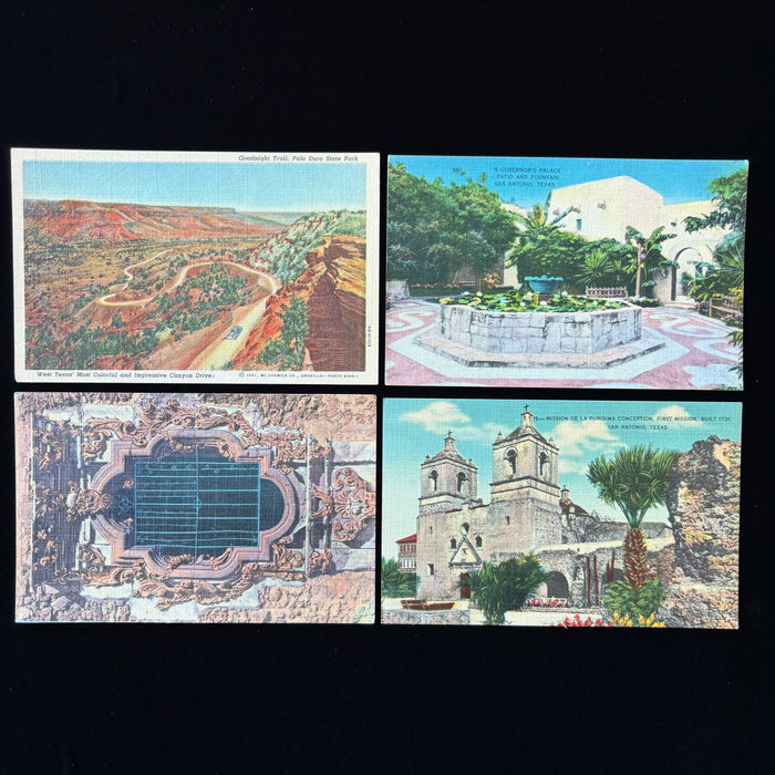 Vintage Postcard Lot Texas Blue Car Palo Duro State Park Mission San Antonio Set
