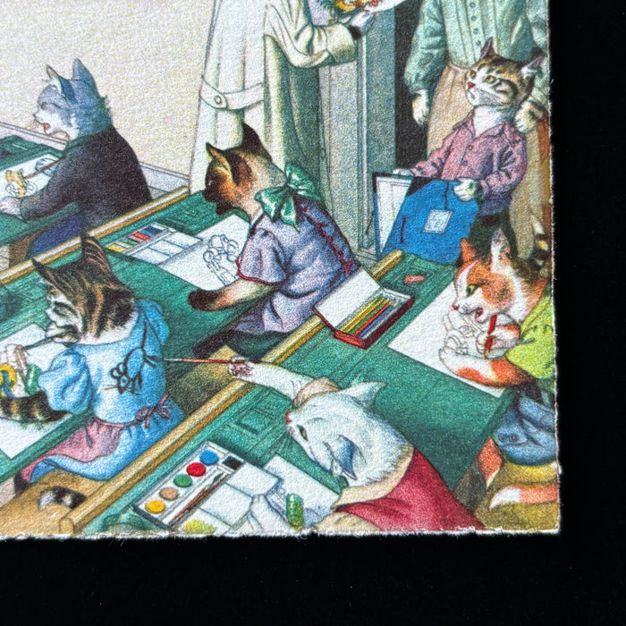 Vintage Postcard Alfred Mainzer Anthropomorphic Cat Art Class Painting Mice
