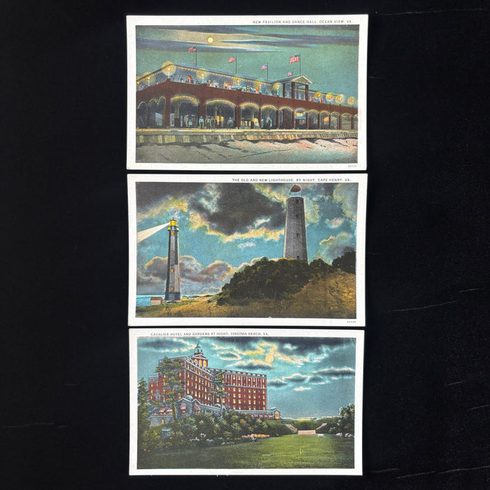 Vintage Postcard Lot Night Life Dance Cavalier Hotel Lighthouses Ocean Virginia