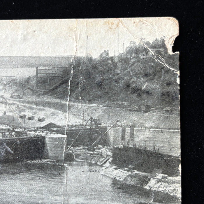 Antique Postcard 1913 Keokuk Iowa Mississippi River Power Dam Construction