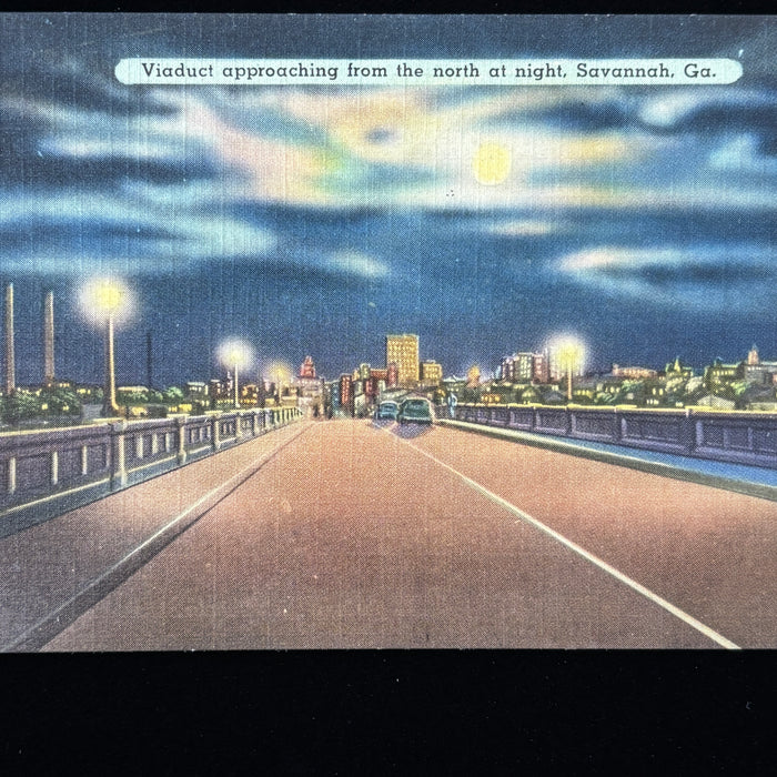 Vintage Postcard Lot 2 Georgia Night Atlanta State Capitol Savannah Viaduct Cars