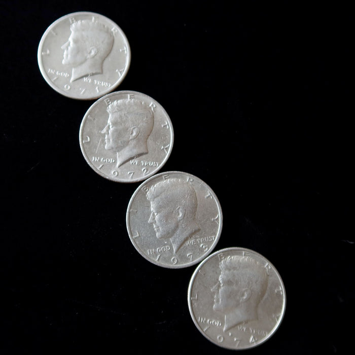Vintage Kennedy Half Dollar Lot of 4 Sequential 1971-74 Circulated Coin Set