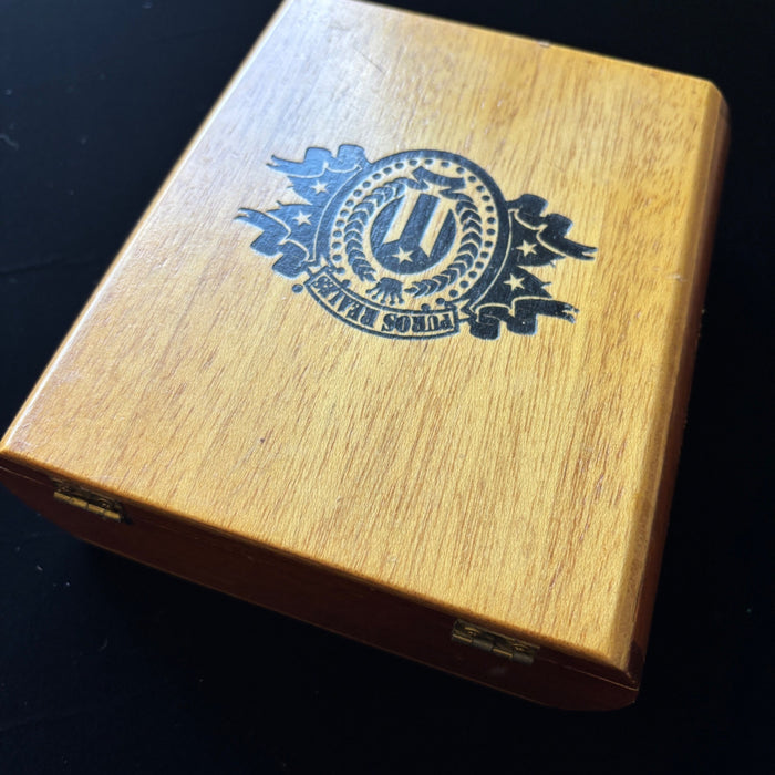 Vintage Puros Reales Wood Cigar Box Crystal Storage Case