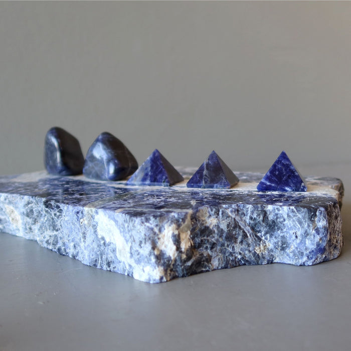 Sodalite Stone Blue White Crystal Thick Slab Charger 5lb