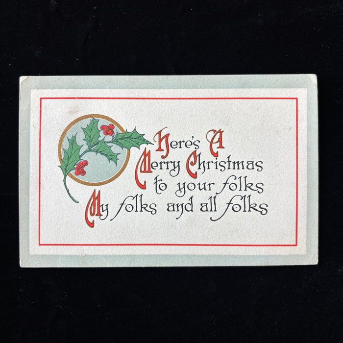Antique Postcard 1914 Gibson Christmas Gold Ink Fortson Arlington Washington