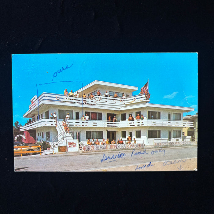 Vintage Postcard 1960s Beach House Di Vito Sea Hollywood Florida Broadwalk Sand