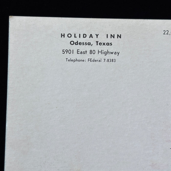 Vintage Postcard Holiday Inn Odessa Texas Great Sign Roadside Neon Route 80