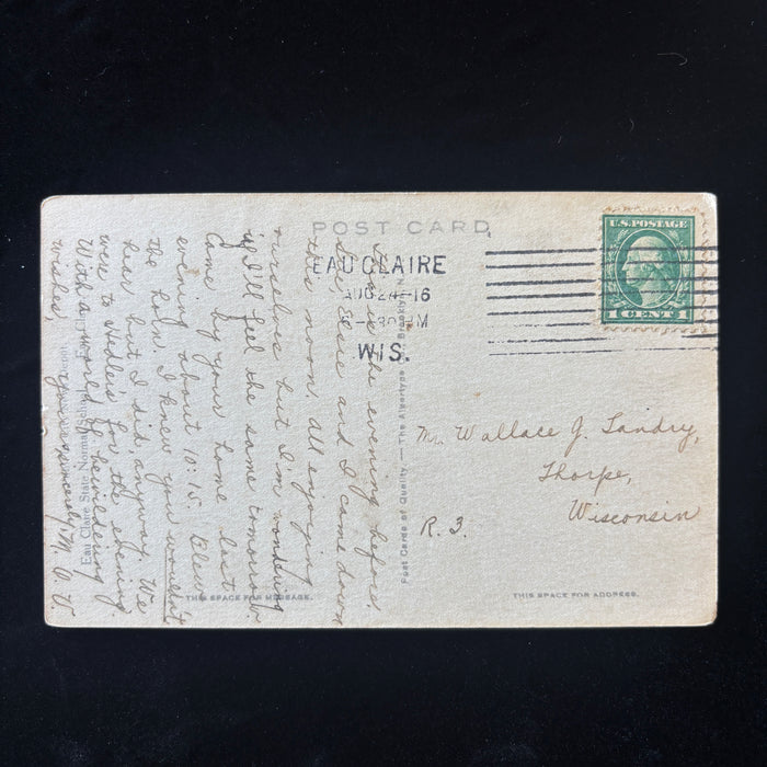 Antique Postcard 1916 Blow Horn Glen Nor High School Glenolden Norwood PA to WI