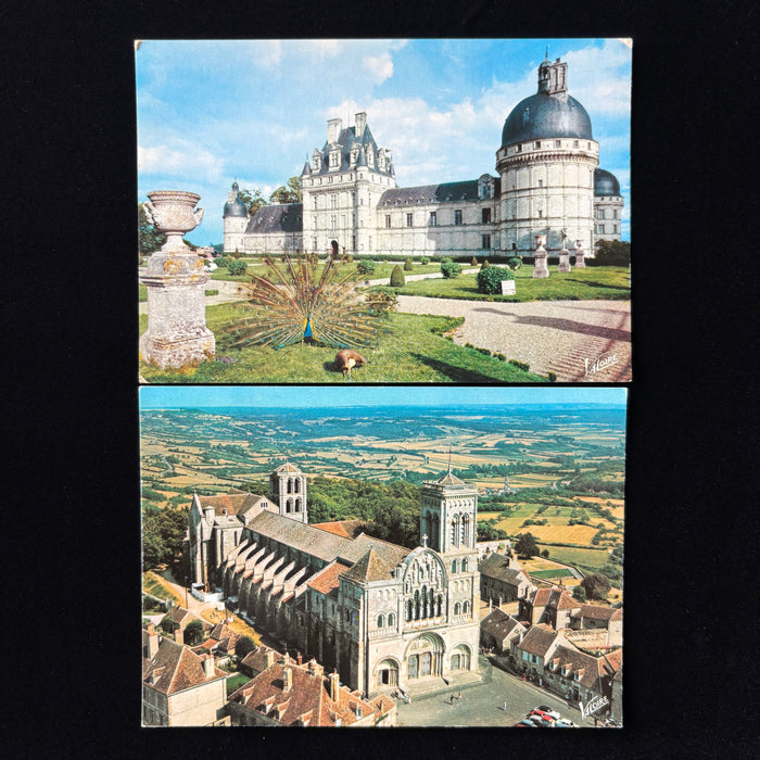 Vintage Postcard Lot French Wonders Valencay Castle Vezelay Abbey Peacock France