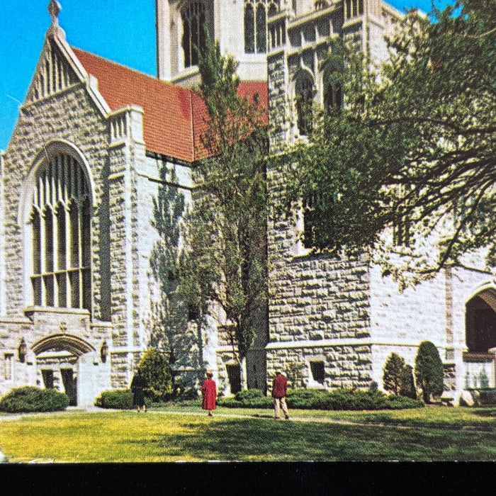Vintage Postcard Wichita Wealth 1950s Kansas First Presbyterian Church Architecture Car