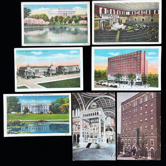 Vintage Postcard Lot Washington DC Lincoln Memorial White House Ambassador Hotel
