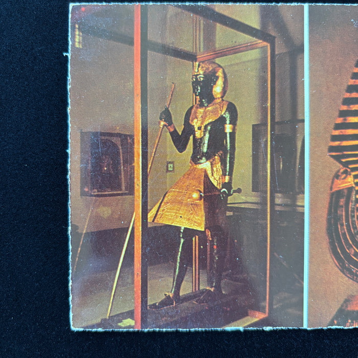 Vintage Postcard Tutmania King Tut Egypt Cairo Museum Gold Death Mask Statue
